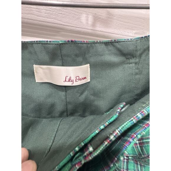 Lily Brown Skirt Green Plaid Belted High Waist Pencil Career Casual New - Picture 3 of 4